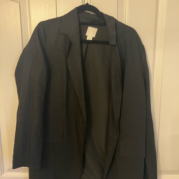 OVERSIZED BOYFRIEND BLAZER, LINEN, SIZE S - Picture 2 of 2